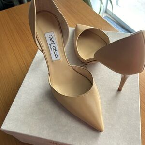 Jimmy Choo D’Orsay Addison Beige Leather Heels